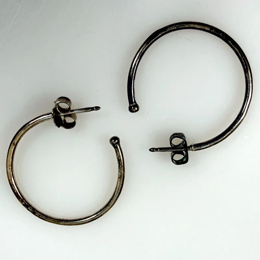 Pandora Sterling Silver ALE Open Hoop Earrings Ball End 925 1